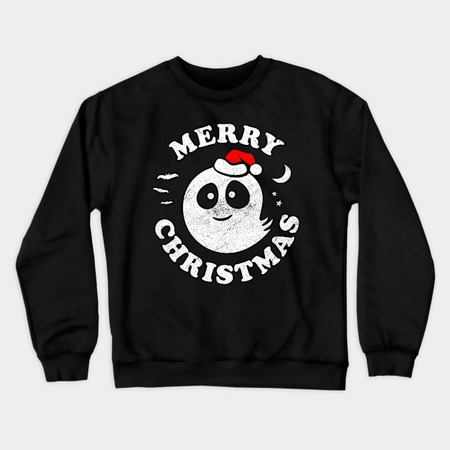 Slightly Wrong Merry Christmas Halloween Ghost Santa Hat Crewneck Sweatshirt by bonmotto